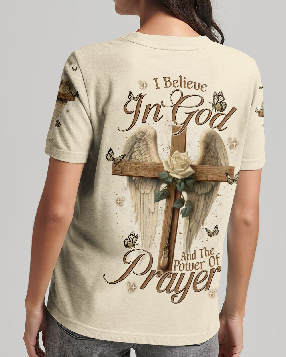 I Believe In God Cross Wings Women's All Over Print Shirt - Tlnt3012241