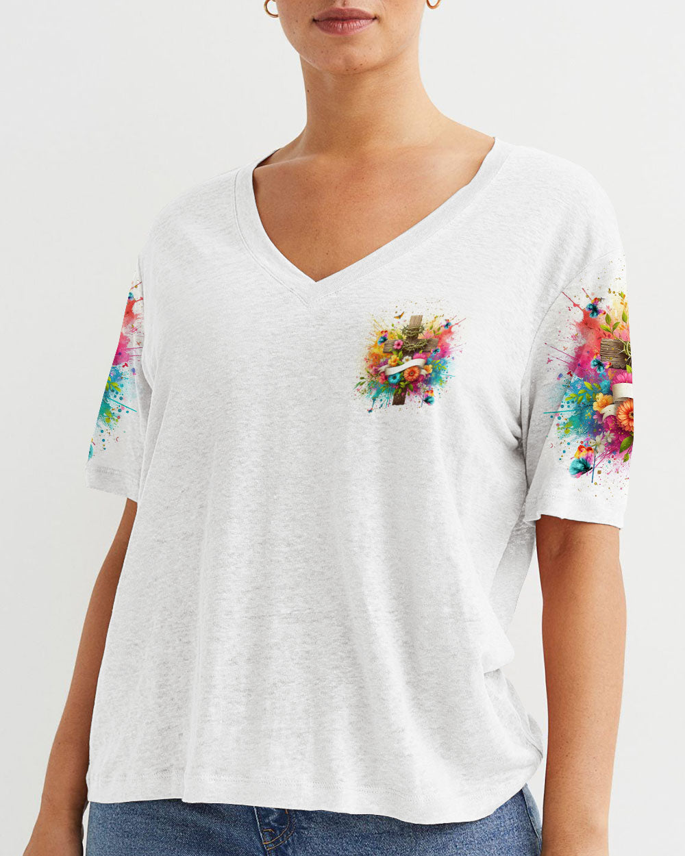 With God All Things Are Possible Flower Cross Women's All Over Print Shirt - Tlnt3105242