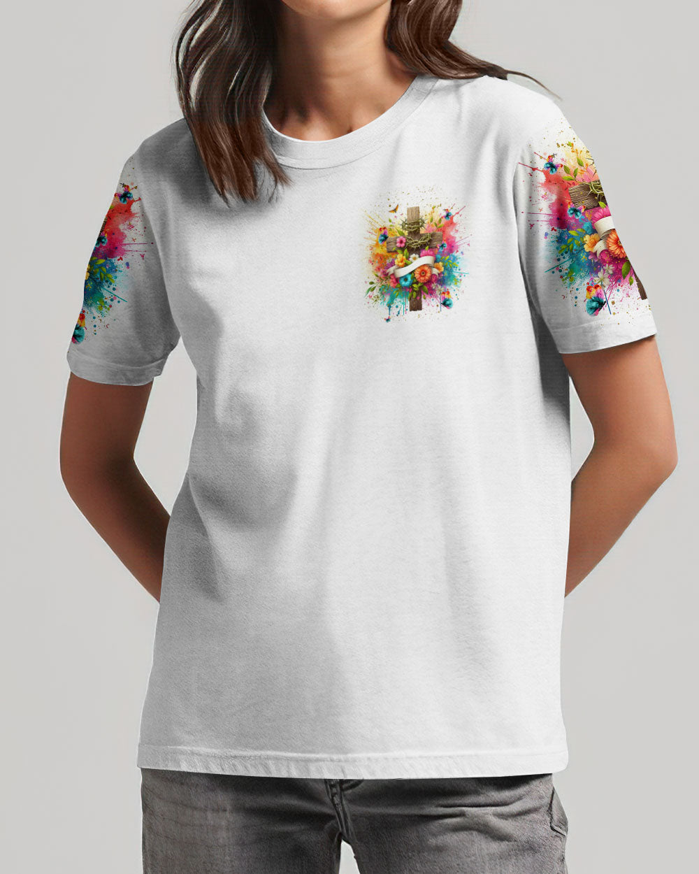 With God All Things Are Possible Flower Cross Women's All Over Print Shirt - Tlnt3105242