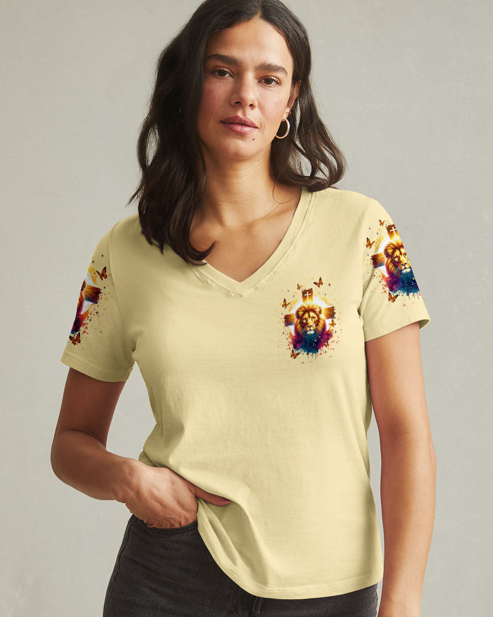 Fearless In Faith Lion Women's All Over Print Shirt   - Tlnt3107254