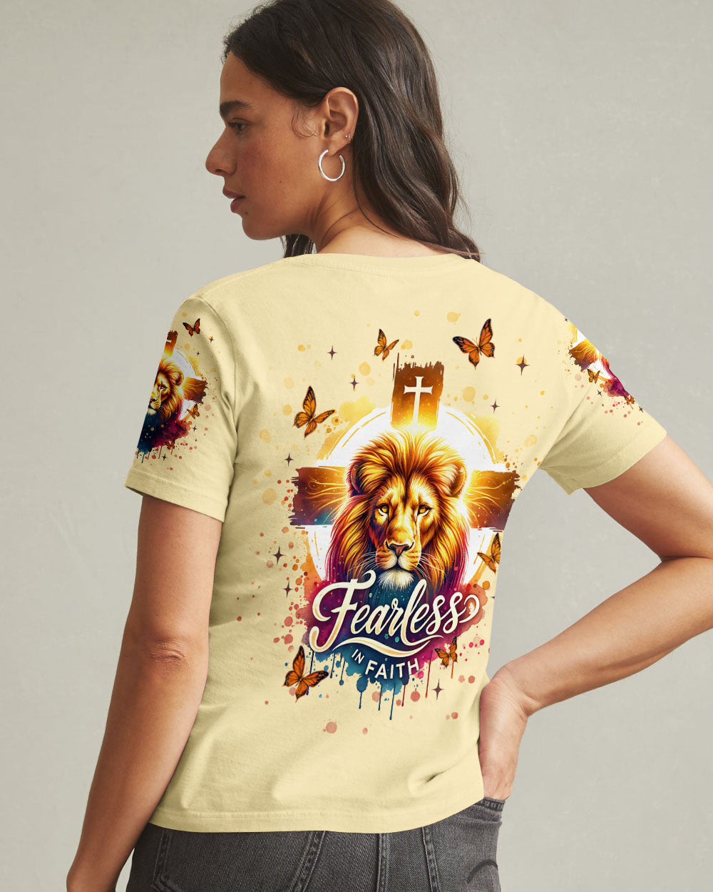 Fearless In Faith Lion Women's All Over Print Shirt   - Tlnt3107254