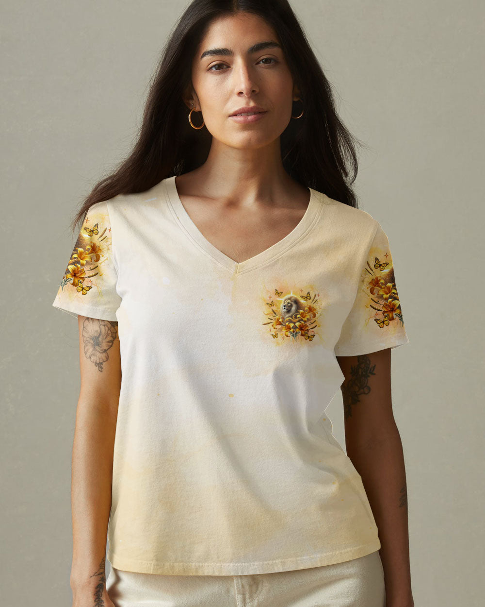 God Is With You Lilies Lion  Women's All Over Print Shirt  -  Tlnz0702254
