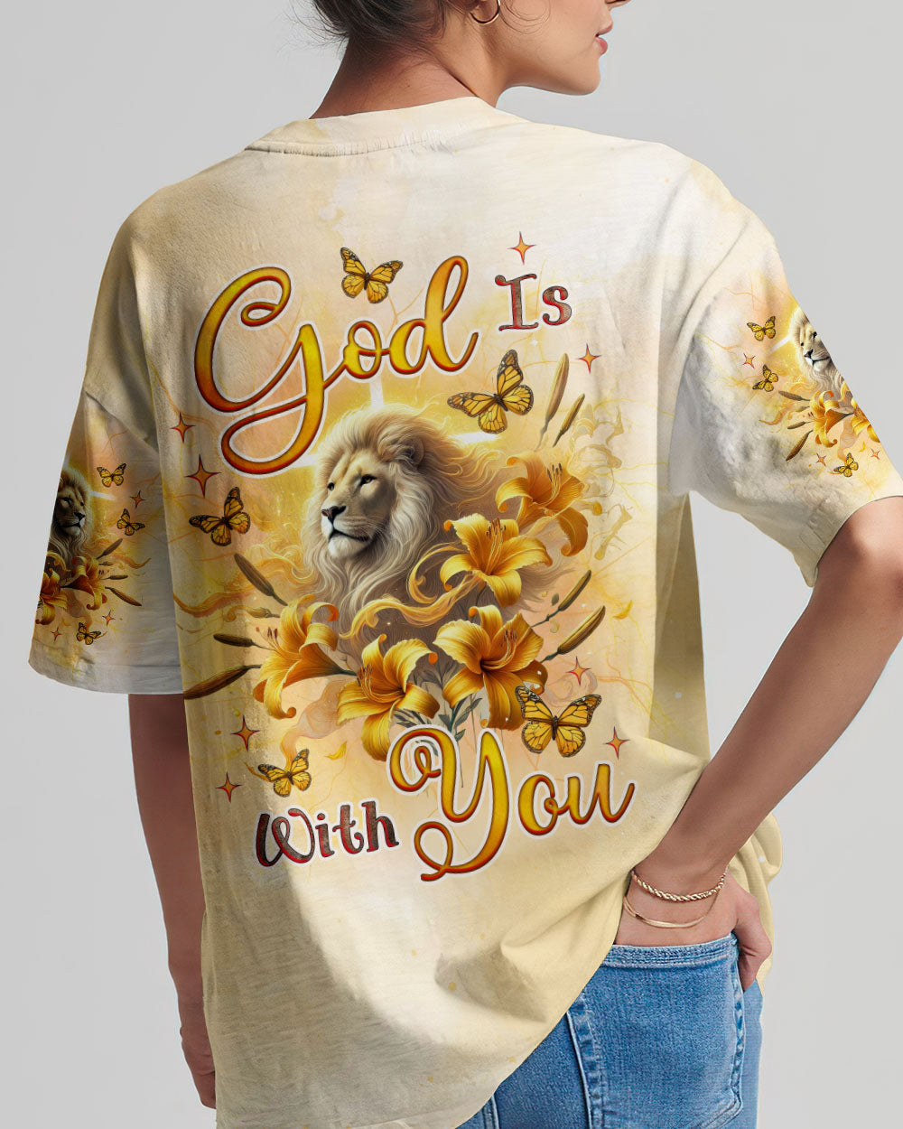 God Is With You Lilies Lion  Women's All Over Print Shirt  -  Tlnz0702254