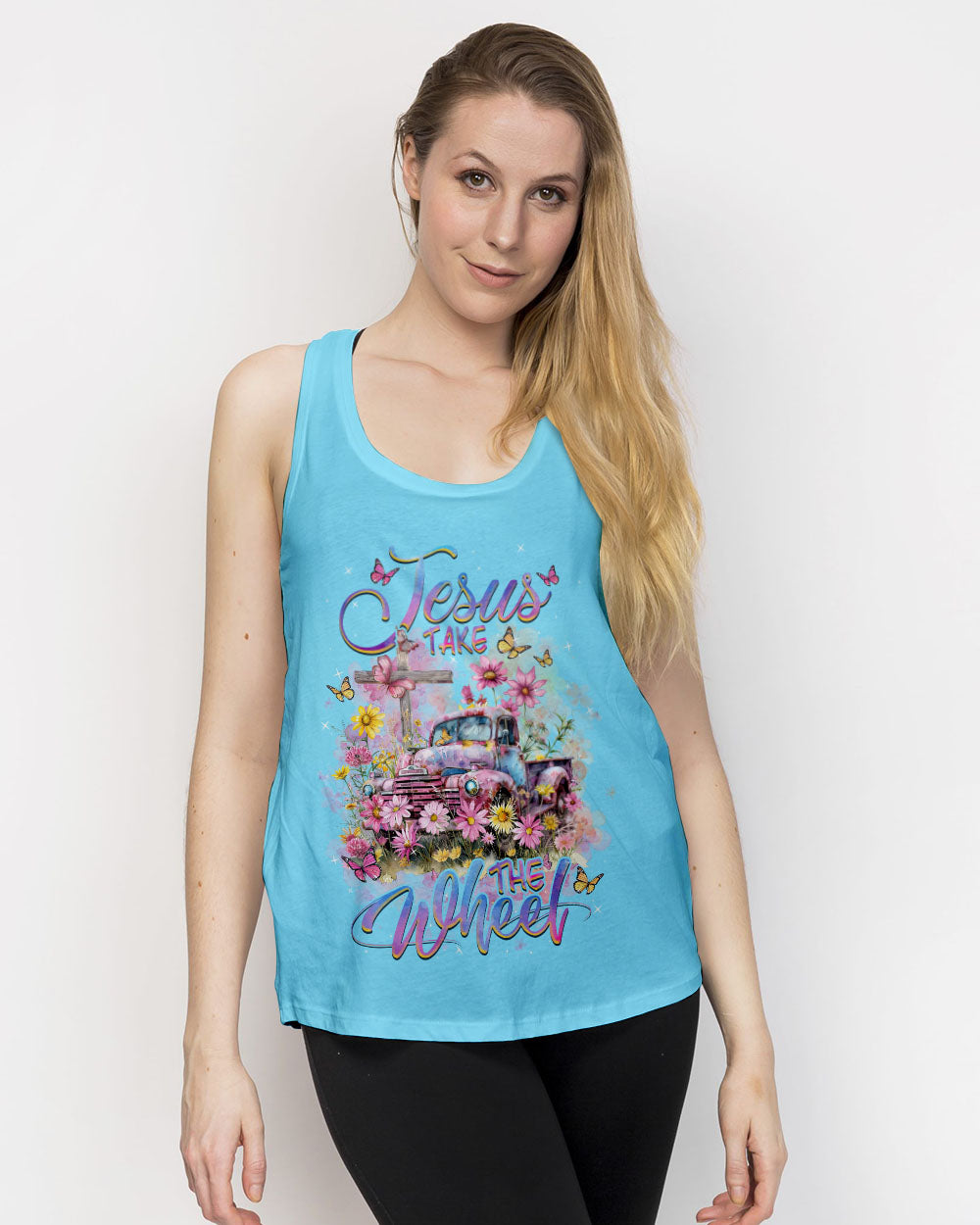 Jesus Take The Wheel Flower Truck Women's All Over Print Shirt - Tlnz1103241