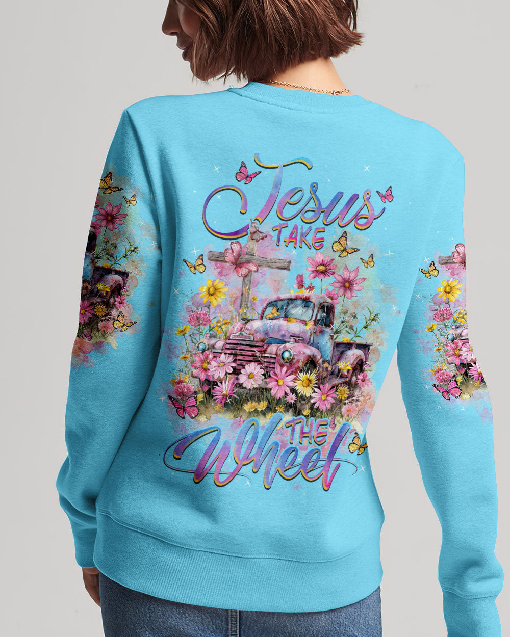 Jesus Take The Wheel Flower Truck Women's All Over Print Shirt - Tlnz1103241