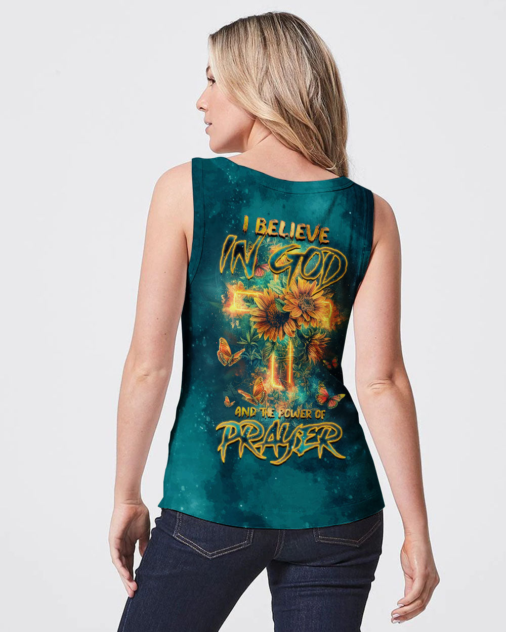 I Believe In God Cross Sunflower Women's All Over Print Shirt - Tlnz1303242