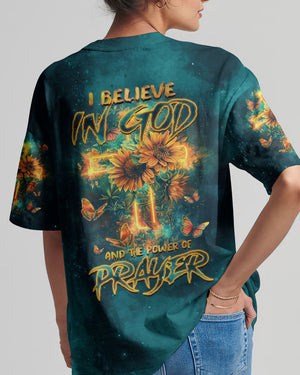 I Believe In God Cross Sunflower Women's All Over Print Shirt - Tlnz1303242