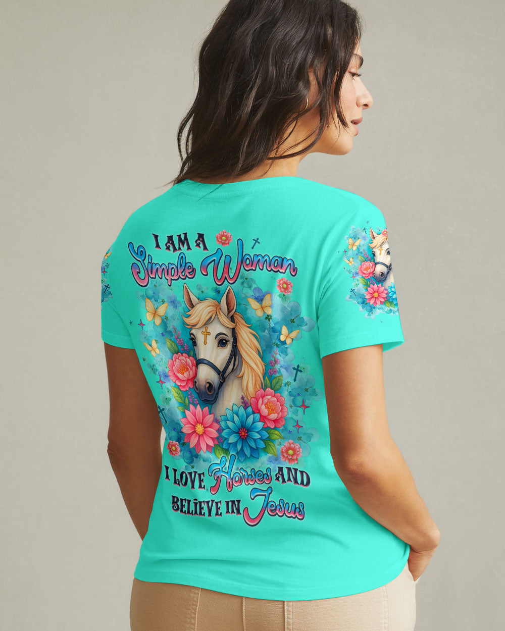 I Love Horses And Believe In Jesus  Women's All Over Print Shirt - Tlnz1807254