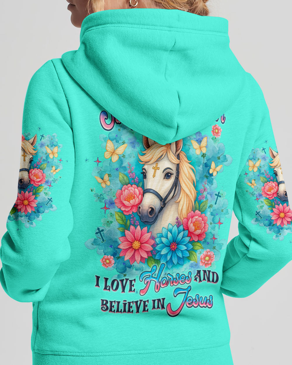 I Love Horses And Believe In Jesus  Women's All Over Print Shirt - Tlnz1807254