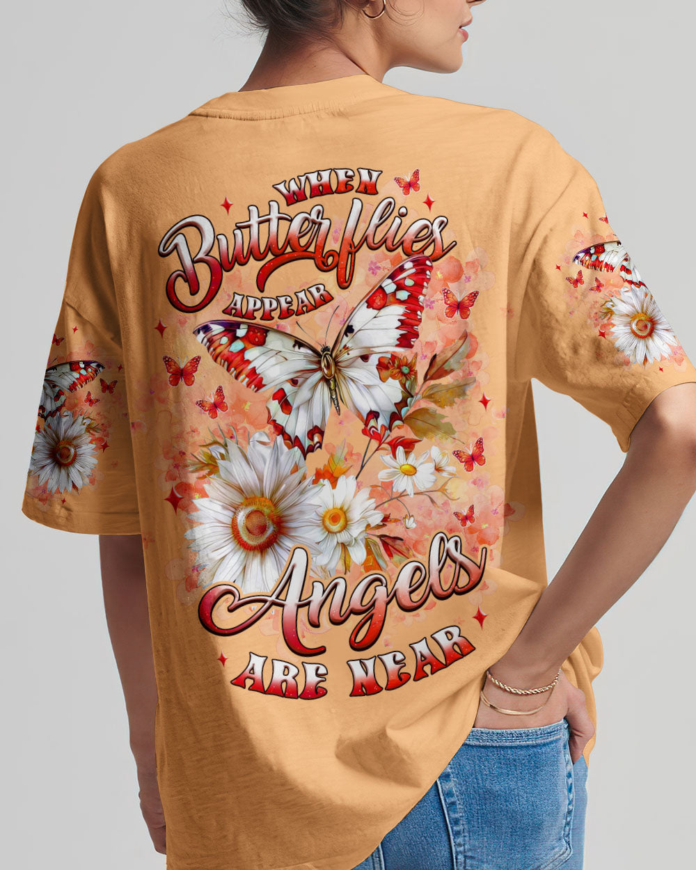 When Butterflies Appear Angels Are Near Women's All Over Print Shirt - Tlnz1812243