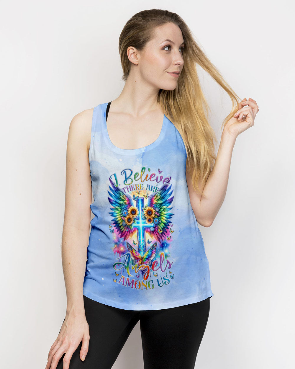I Believe There Are Angels Among Us Cross Wings Women's All Over Print Shirt - Tlnz1912235