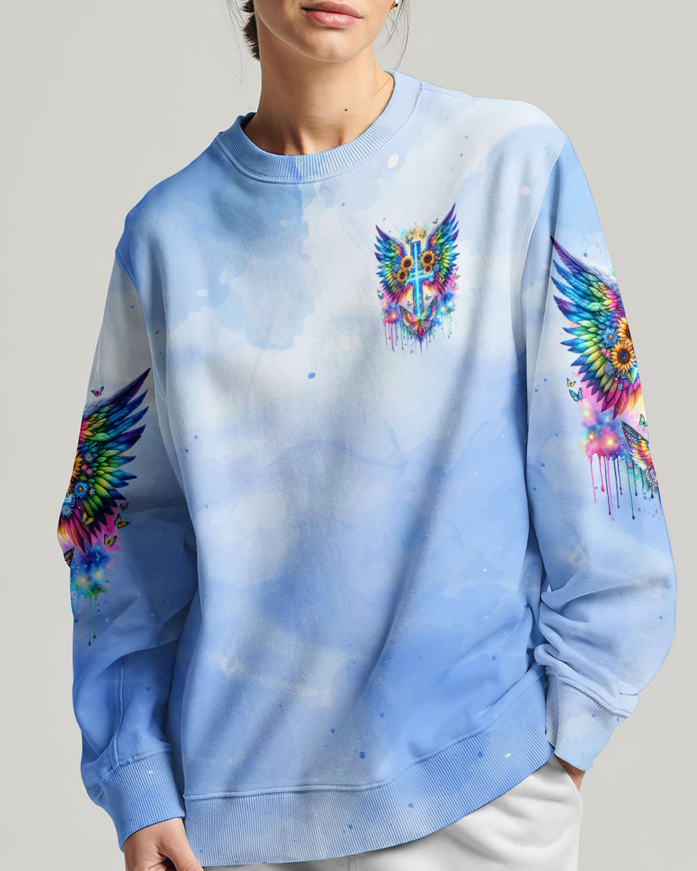 I Believe There Are Angels Among Us Cross Wings Women's All Over Print Shirt - Tlnz1912235