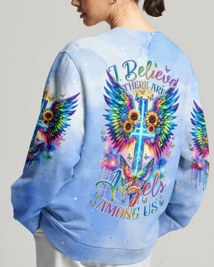 I Believe There Are Angels Among Us Cross Wings Women's All Over Print Shirt - Tlnz1912235