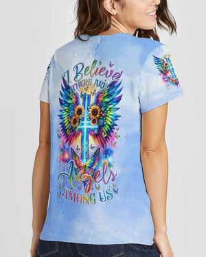 I Believe There Are Angels Among Us Cross Wings Women's All Over Print Shirt - Tlnz1912235