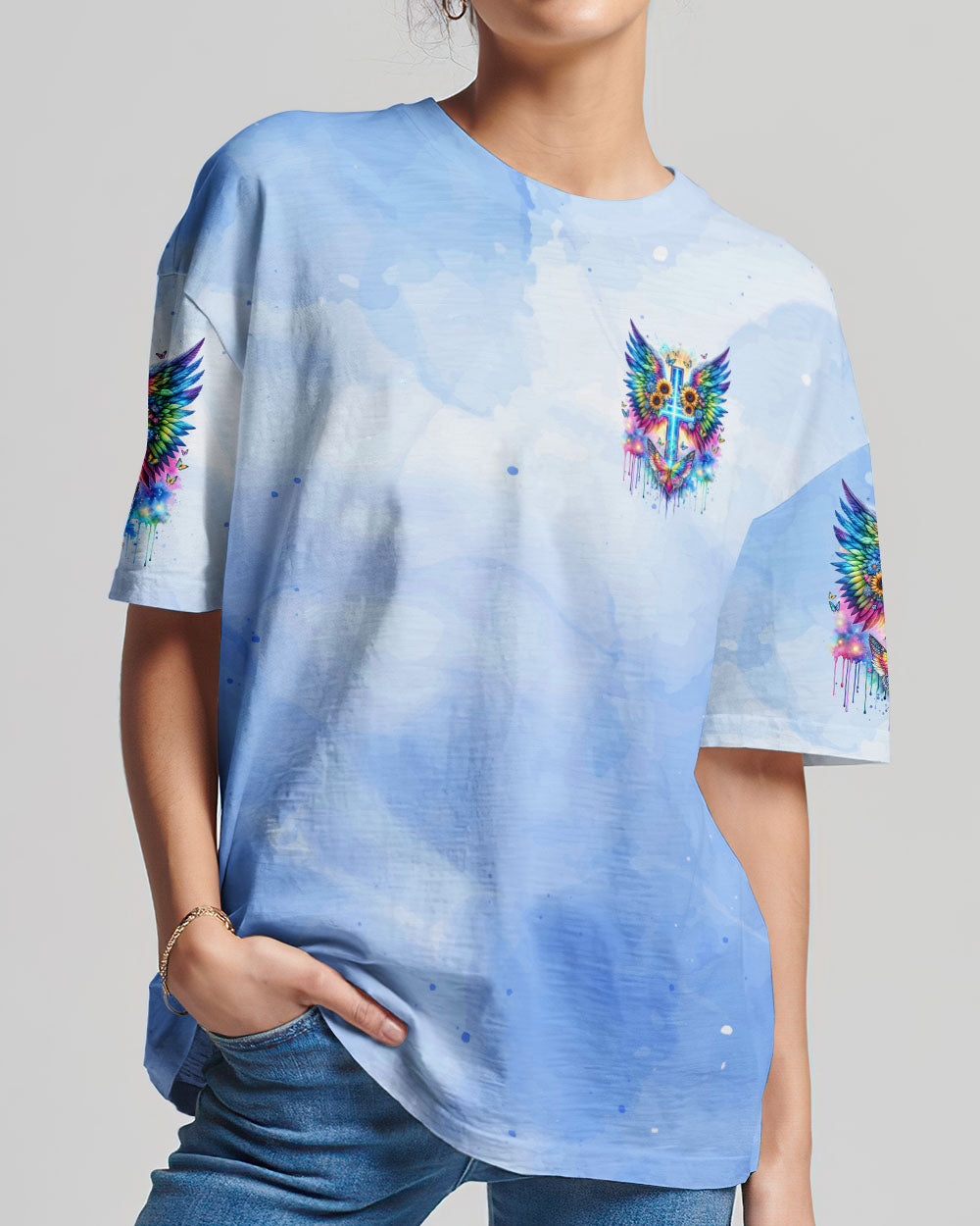 I Believe There Are Angels Among Us Cross Wings Women's All Over Print Shirt - Tlnz1912235