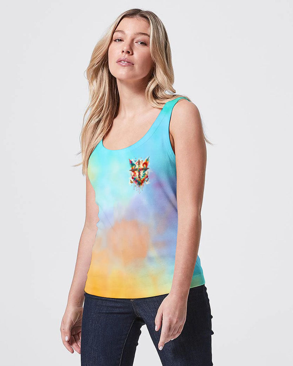 I Can Do All Things Cross Wings Tie Dye Women's All Over Print Shirt - Tlnz2401242