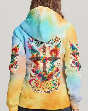I Can Do All Things Cross Wings Tie Dye Women's All Over Print Shirt - Tlnz2401242