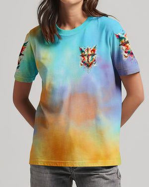 I Can Do All Things Cross Wings Tie Dye Women's All Over Print Shirt - Tlnz2401242