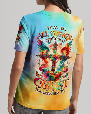 I Can Do All Things Cross Wings Tie Dye Women's All Over Print Shirt - Tlnz2401242