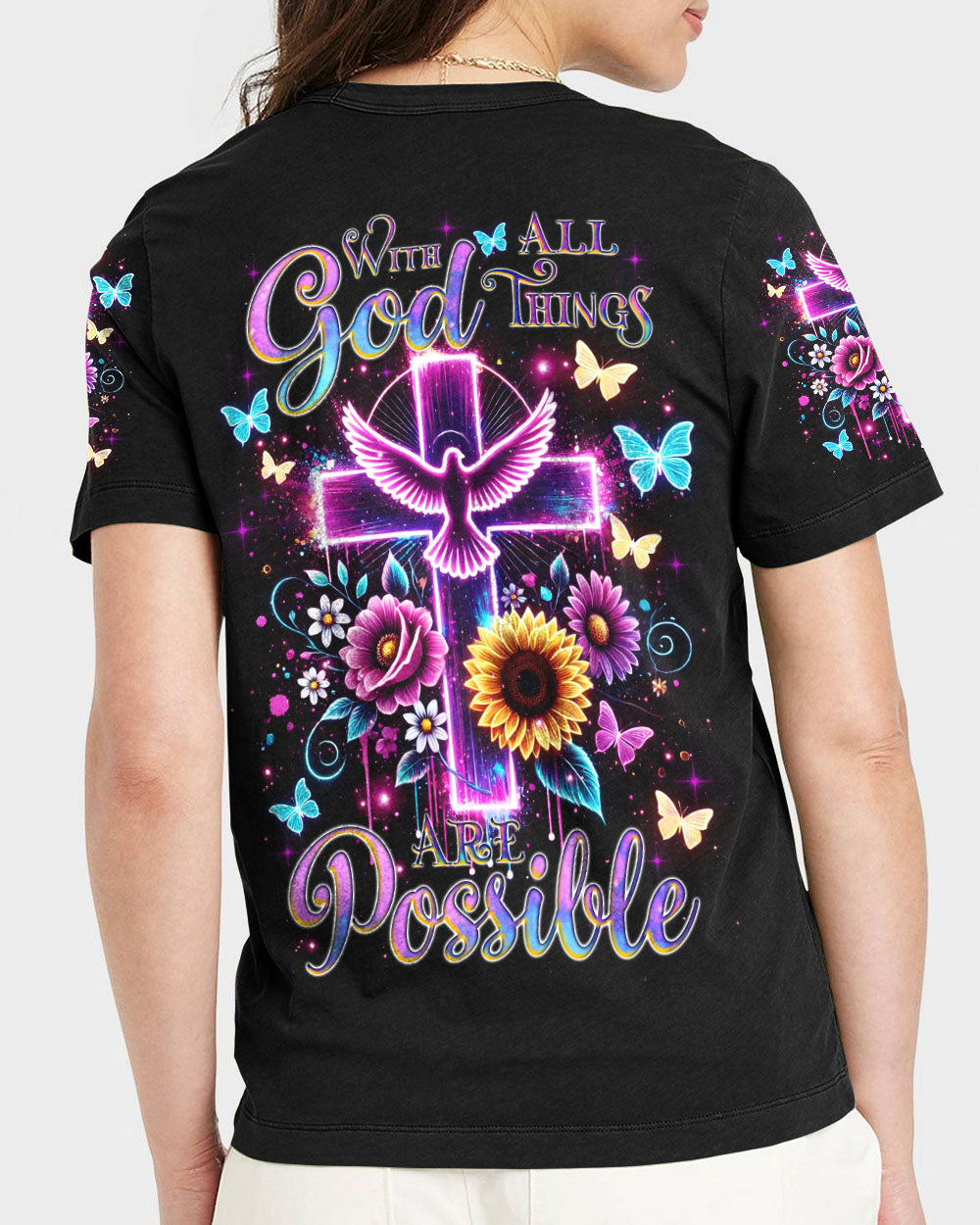 With God All Things Are Possible Women's All Over Print Shirt - Tlnz2409243