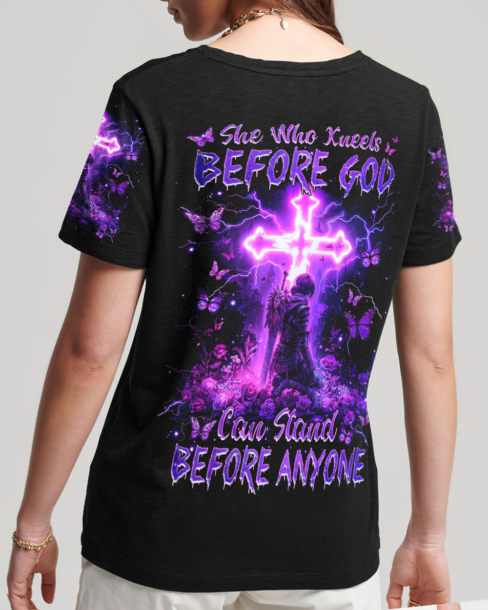 She Who Kneels Before God Warrior Women's All Over Print Shirt - Tlnz2910244