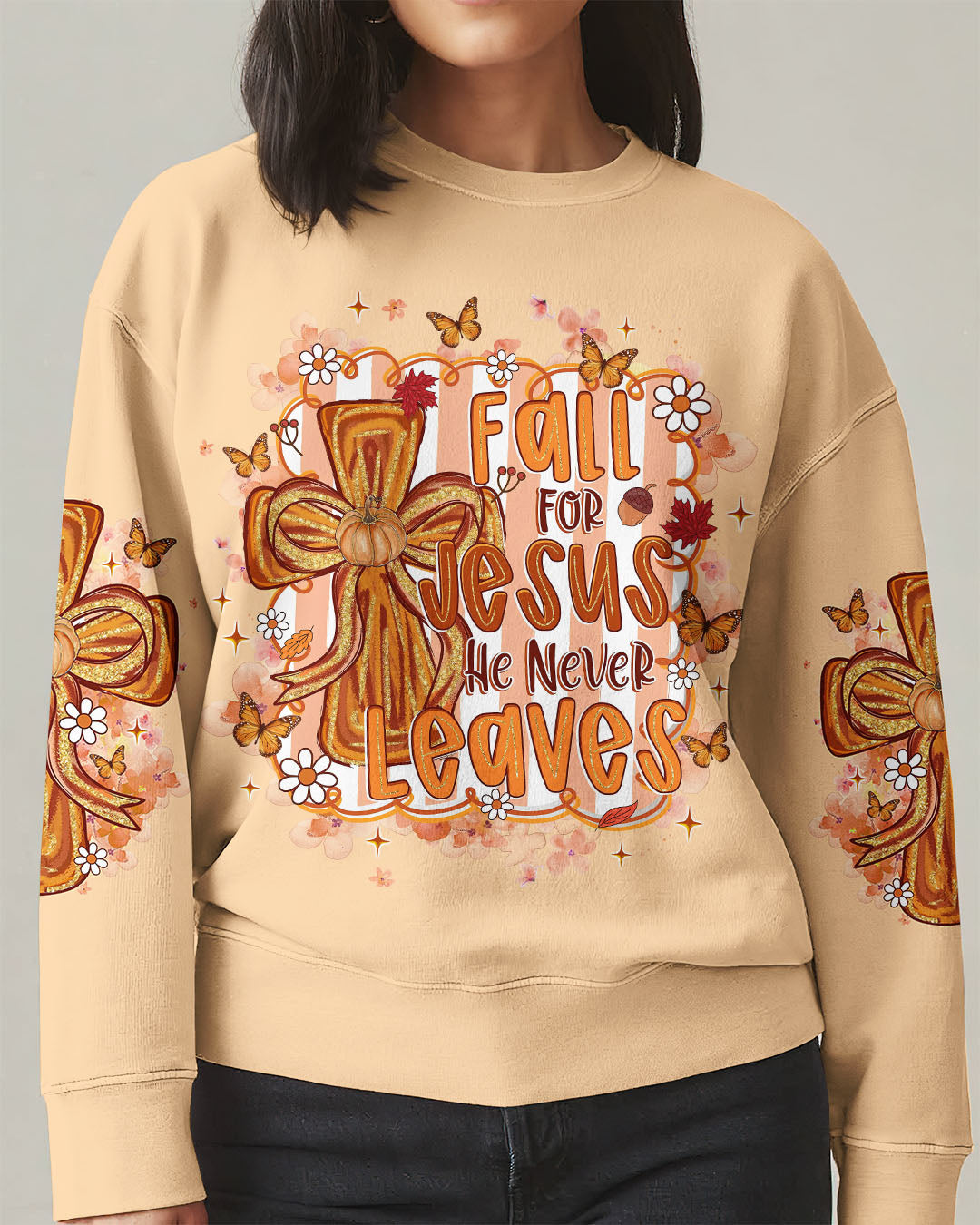 Fall For Jesus Autumn Women's All Over Print Shirt   - Tlnz3107251
