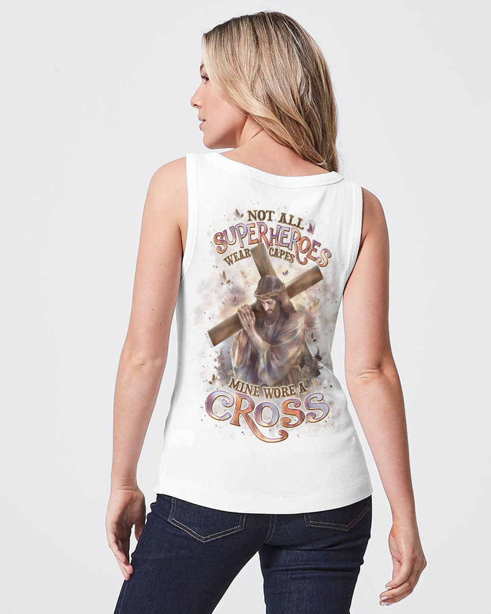 Not All Superheroes Wear Capes Mine Wore A Cross Women's All Over Print Shirt  - Tlpq0211242
