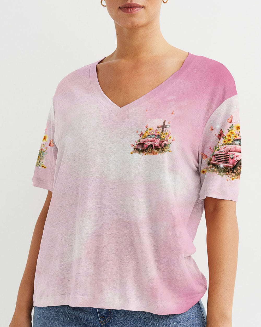 Jesus Take The Wheel Flower Truck Women's All Over Print Shirt - Tlpq0503243