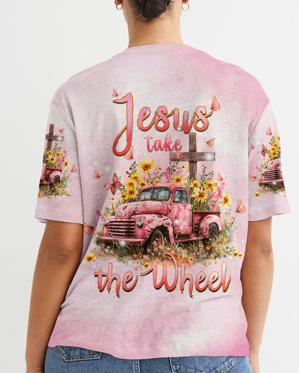 Jesus Take The Wheel Flower Truck Women's All Over Print Shirt - Tlpq0503243