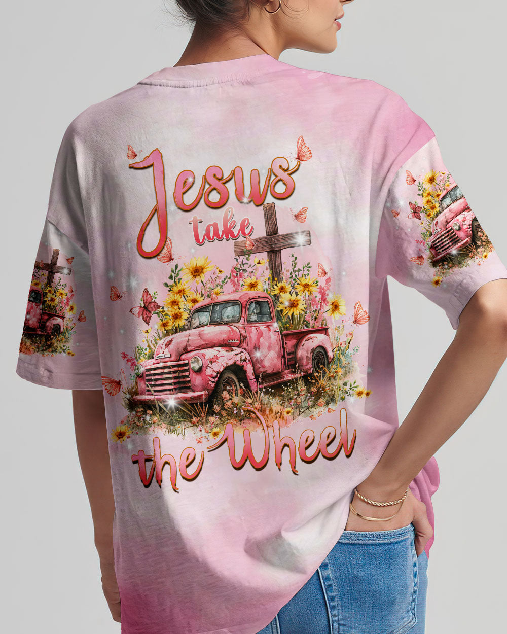Jesus Take The Wheel Flower Truck Women's All Over Print Shirt - Tlpq0503243