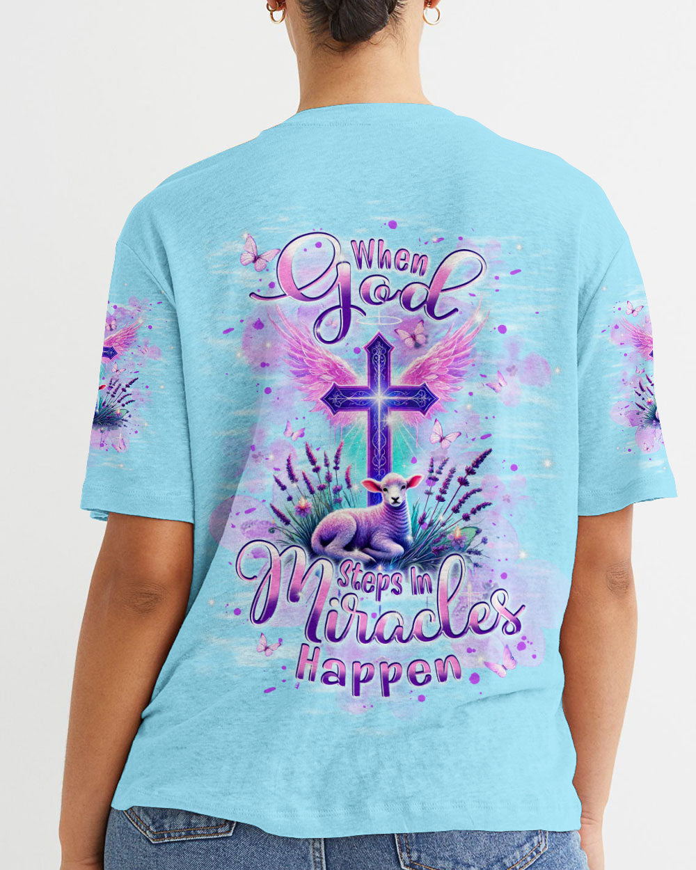 When God Steps In Miracles Happen Lamb Women's All Over Print Shirt - Tlpq2106241