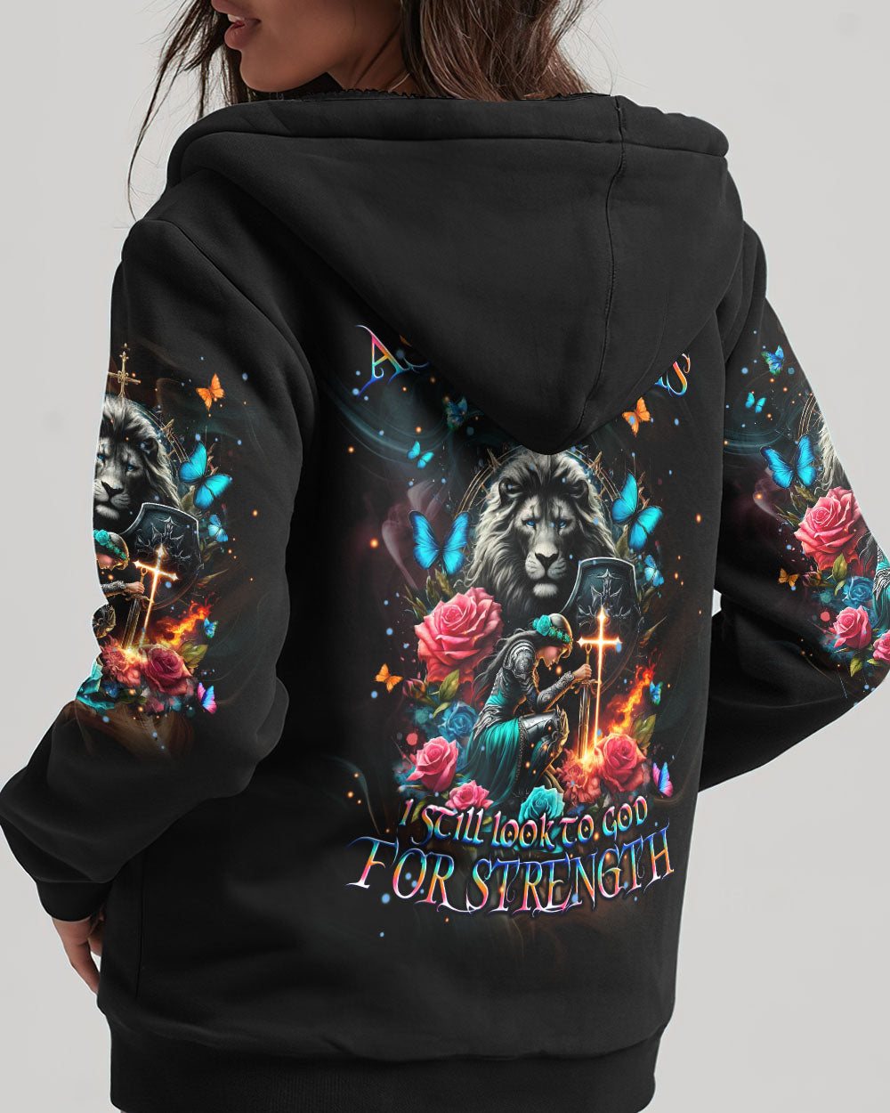 I Still Look To God For Strength Lion Warrior Women's All Over Print Shirt - Tlpq2204244