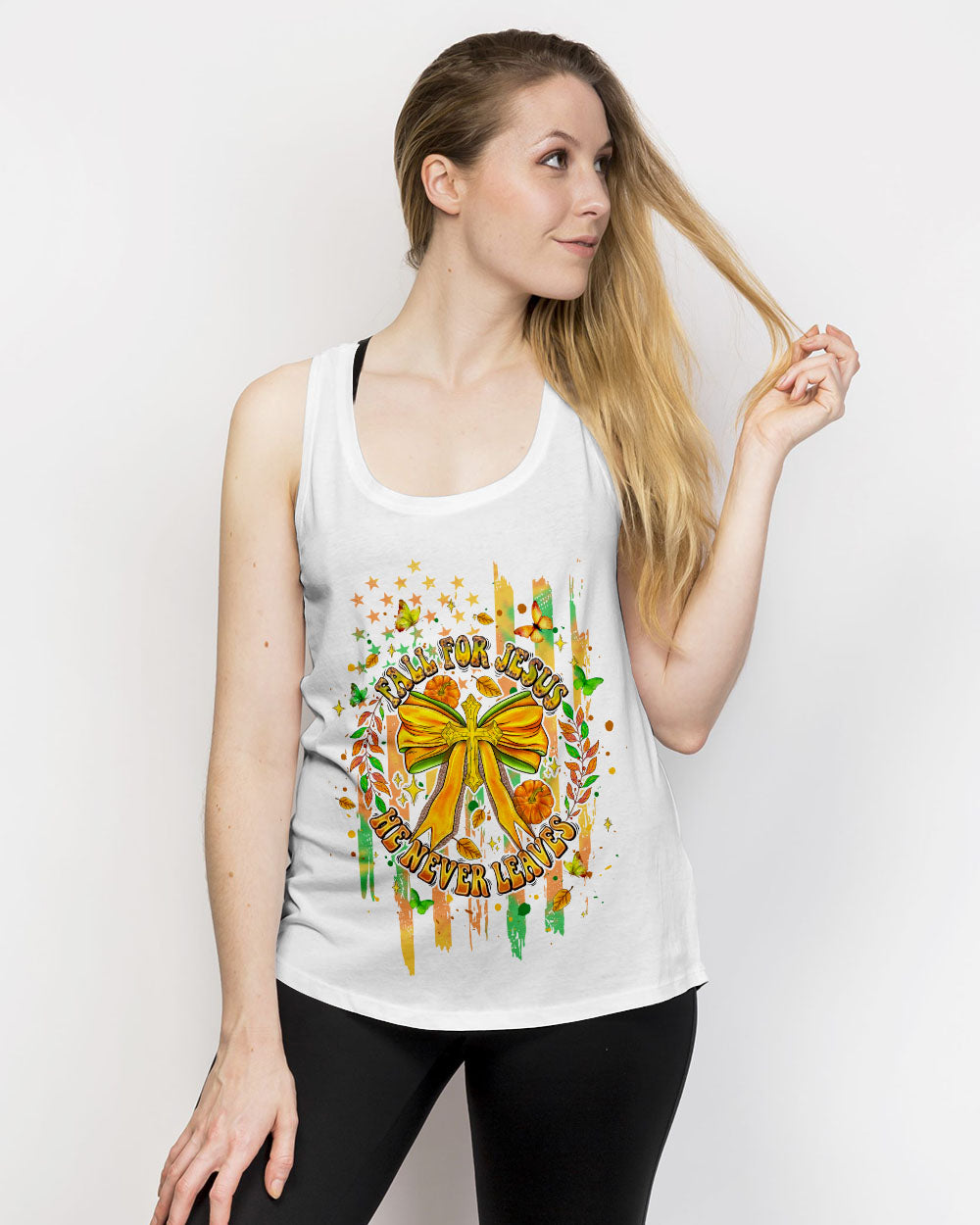Fall For Jesus He Never Leaves Bow Cross Women's All Over Print Shirt - Tlpq2607243