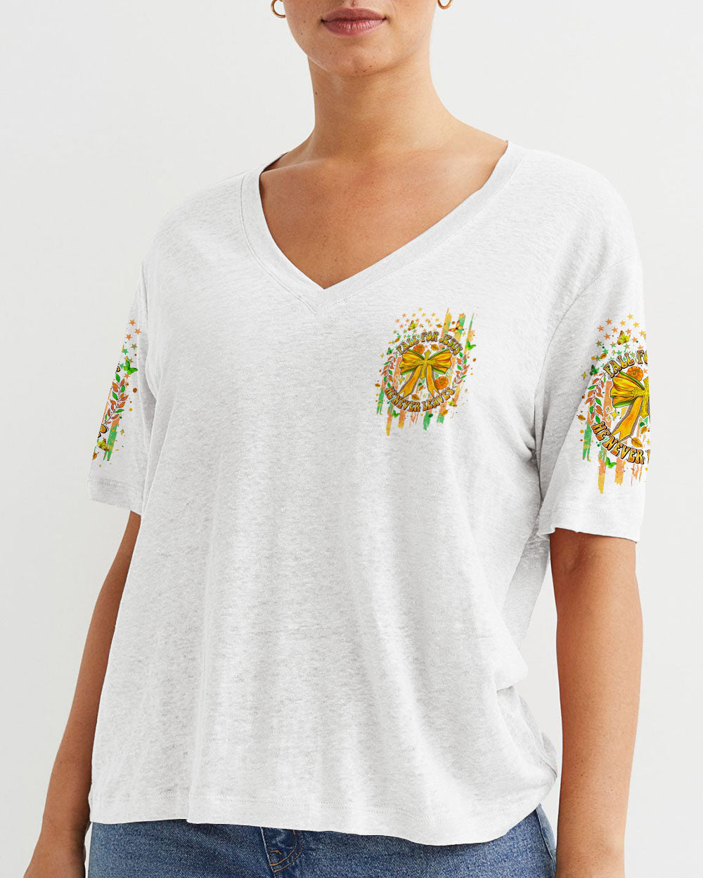 Fall For Jesus He Never Leaves Bow Cross Women's All Over Print Shirt - Tlpq2607243