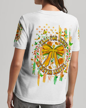 Fall For Jesus He Never Leaves Bow Cross Women's All Over Print Shirt - Tlpq2607243