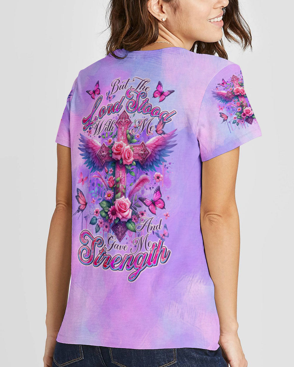 Lord Stood With Me Cross Wings Rose Women's All Over Print Shirt - Tltr0502244