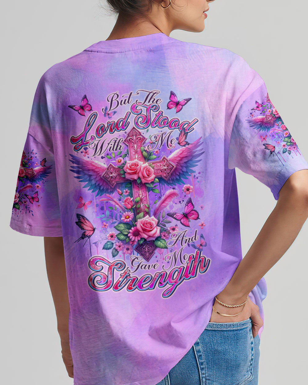 Lord Stood With Me Cross Wings Rose Women's All Over Print Shirt - Tltr0502244