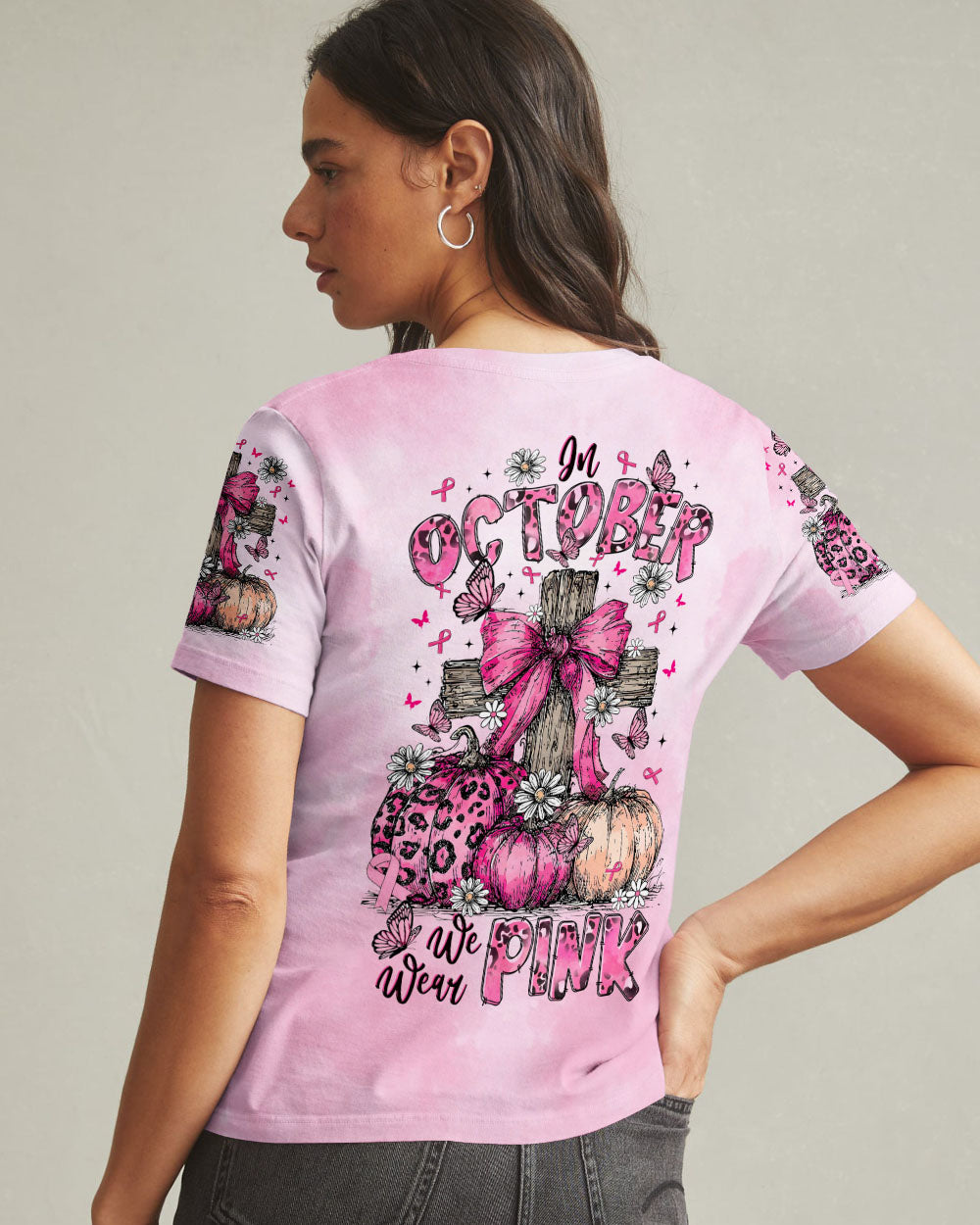 In October We Wear Pink Cross Women's All Over Print Shirt   - Tltr0508252