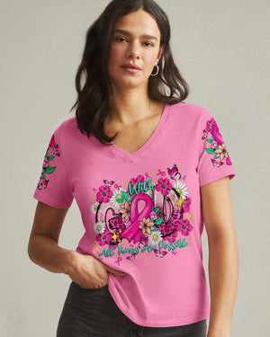 With God All Things Are Possible  Breast Cancer  Women's All Over Print Shirt - Tltr0608251