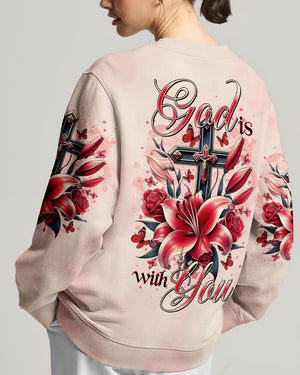 God Is With You Lilies Cross Women's All Over Print Shirt  -  Tltr0702252