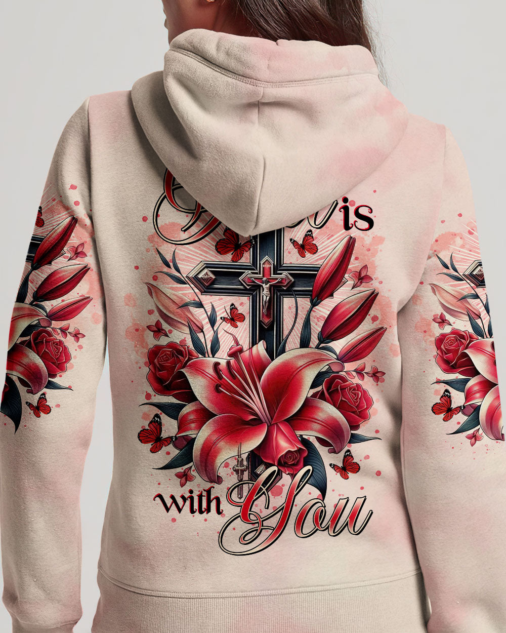 God Is With You Lilies Cross Women's All Over Print Shirt  -  Tltr0702252