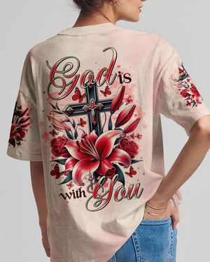 God Is With You Lilies Cross Women's All Over Print Shirt  -  Tltr0702252