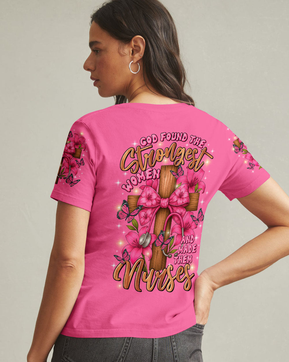 God Found The Strongest Women Nurse Women's All Over Print Shirt   - Tltr0708253
