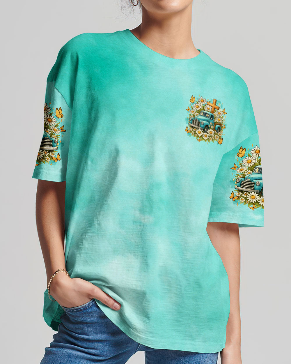 Jesus Take The Wheel Truck Daisies Women's All Over Print Shirt - Tltr0909252