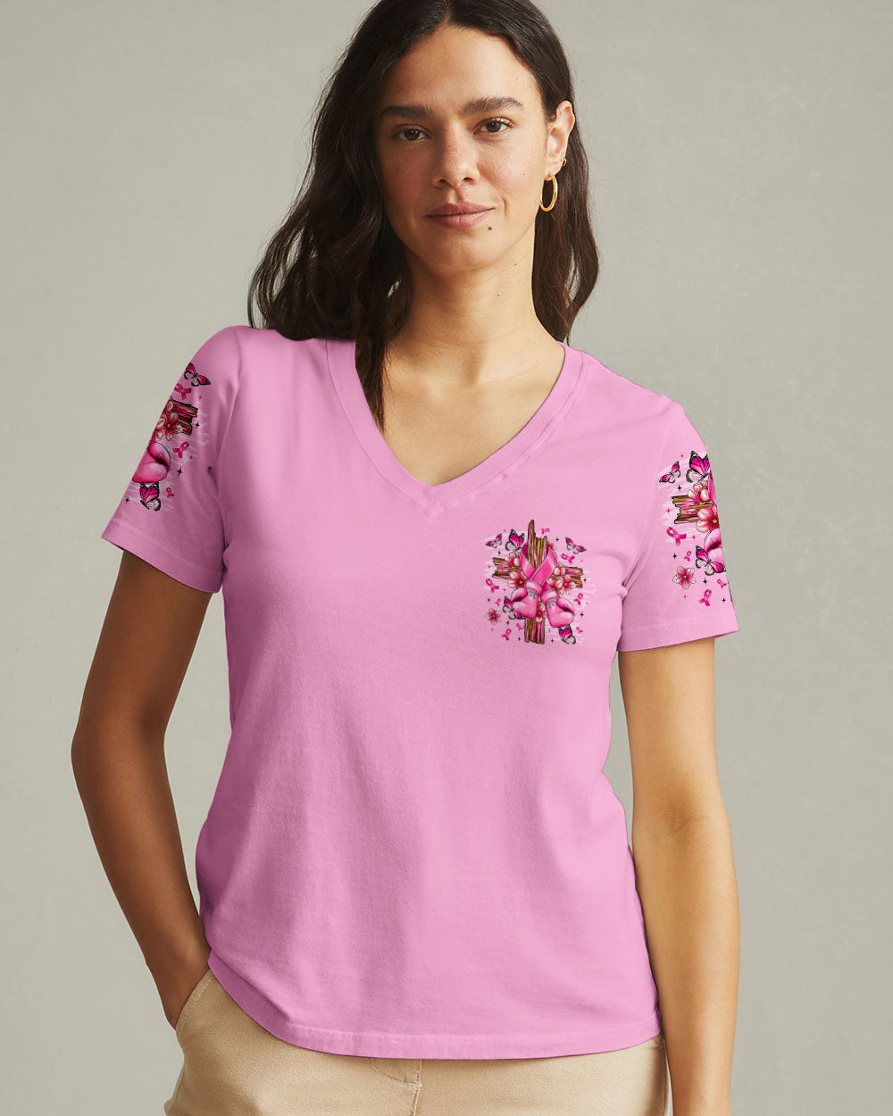 In October We Wear Pink Breast Cancer Awareness Women's All Over Print Shirt   - Tltr1108253