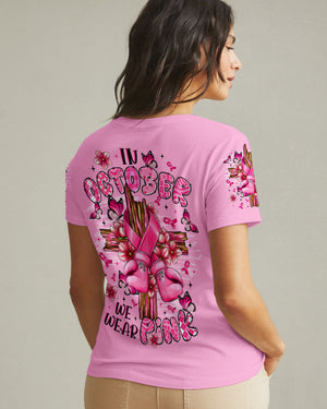 In October We Wear Pink Breast Cancer Awareness Women's All Over Print Shirt   - Tltr1108253
