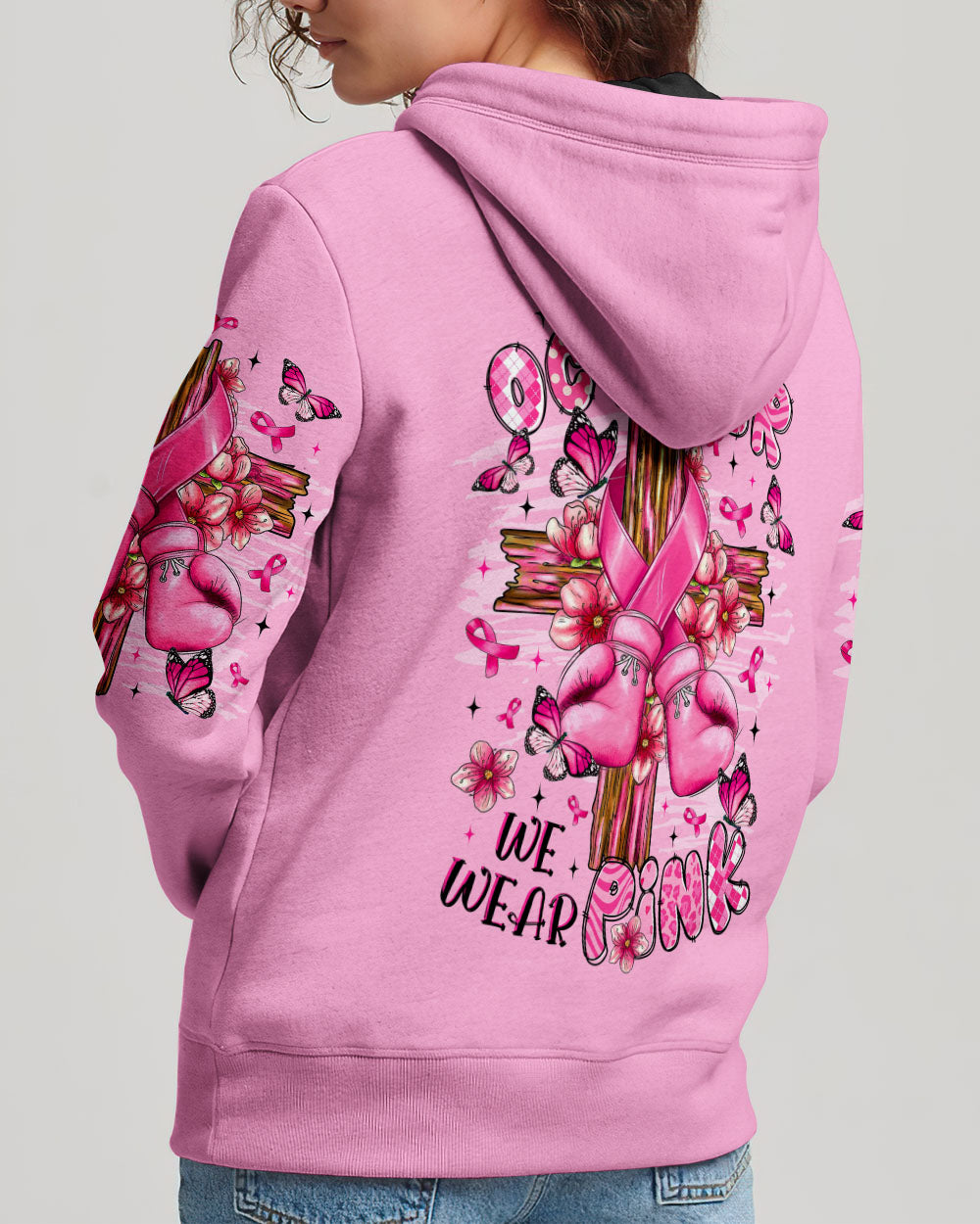 In October We Wear Pink Breast Cancer Awareness Women's All Over Print Shirt   - Tltr1108253