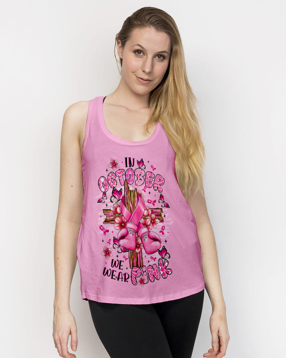In October We Wear Pink Breast Cancer Awareness Women's All Over Print Shirt   - Tltr1108253