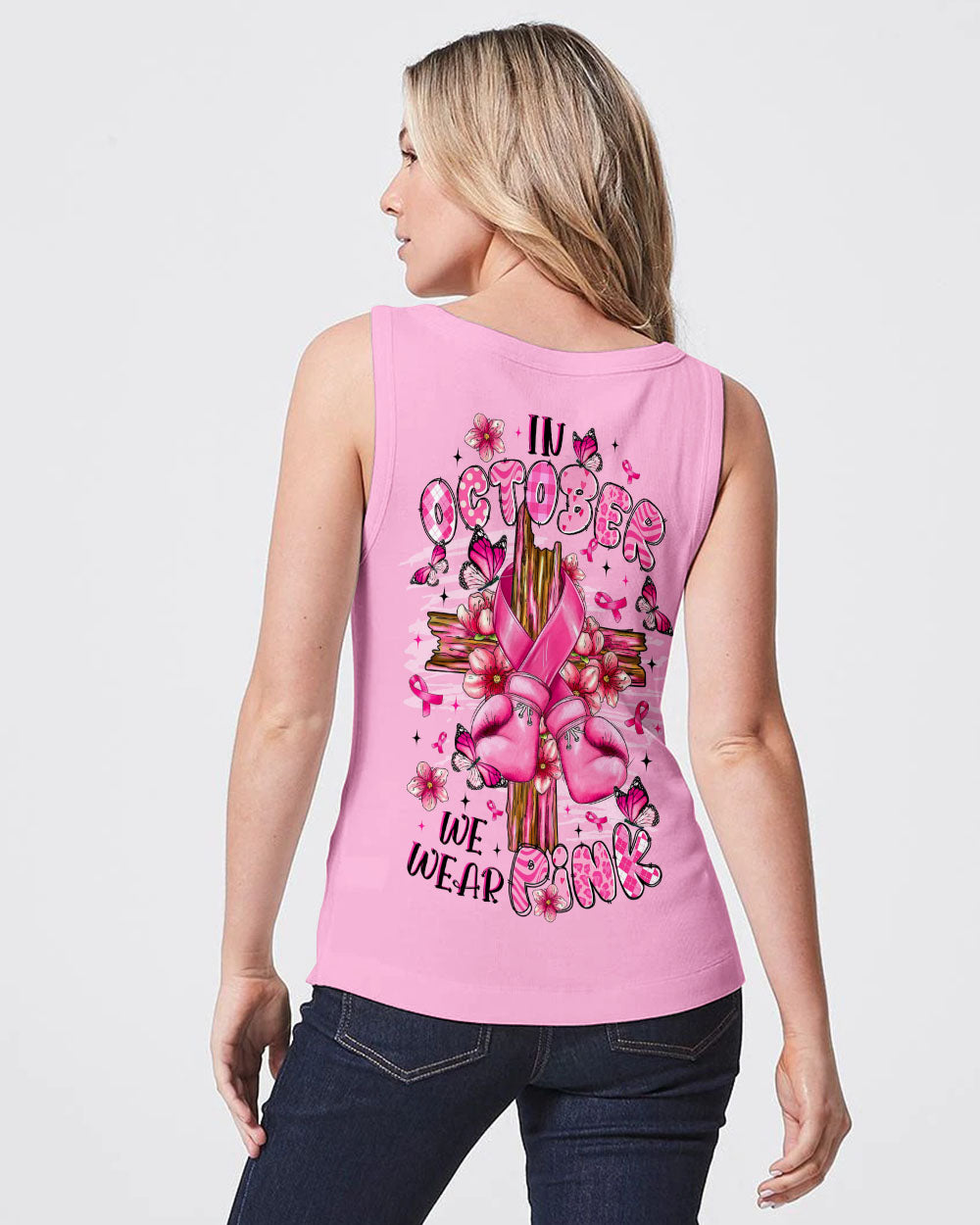 In October We Wear Pink Breast Cancer Awareness Women's All Over Print Shirt   - Tltr1108253