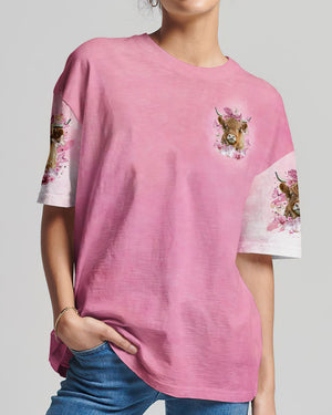 Living Life Somewhere Between Jesus Pink Cow Women's All Over Print Shirt - Tltr1202254
